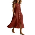 thumbnail image 2 of IUYRTFE Women Sleeveless Button Front Maxi Dress with Pockets for Summer Vacation Casual Daily Wear, 2 of 6