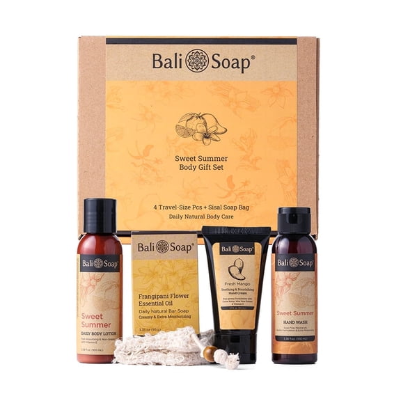 Bali Soap USA Men's 5 piece Bath & Body Gift Set, Fruity Summer Scent