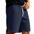 thumbnail image 5 of TKKCS Mens Waffle Knit Casual Shorts- Breathable Loose Fit Elastic Wasit Drawstring Split Hem Summer Daily Wear Lounge Shorts Navy Size L, 5 of 7