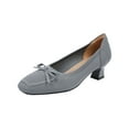 thumbnail image 2 of Miluxas Heeled Loafers for Women Square Toe Chunky Block Mid Heel Pumps Slip-on Work office Dress Shoes Gray 5.5(36), 2 of 6