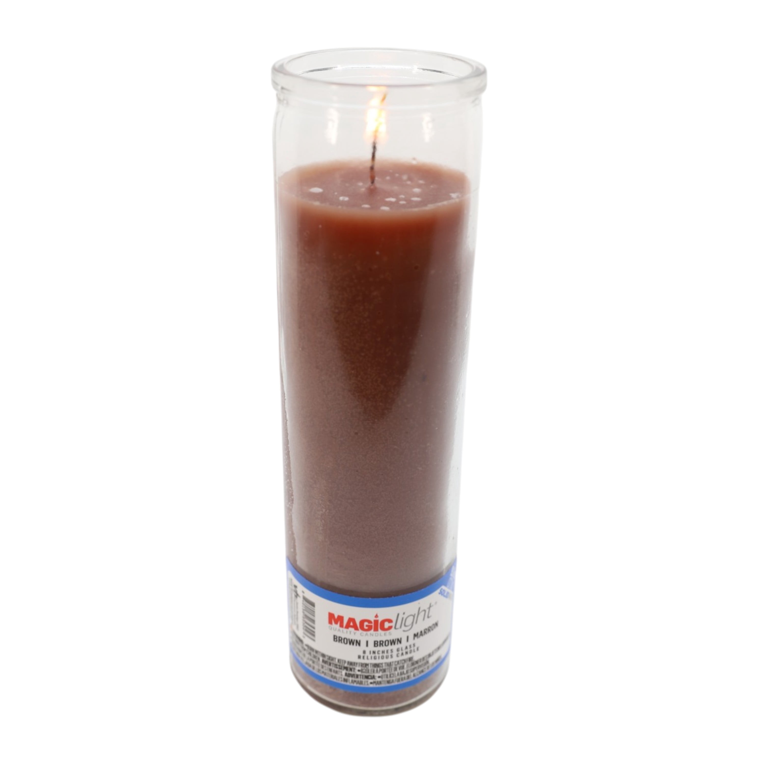 MagicLight Religious Candle 9.6 oz Unscented Brown Wax in Clear Glass Jar