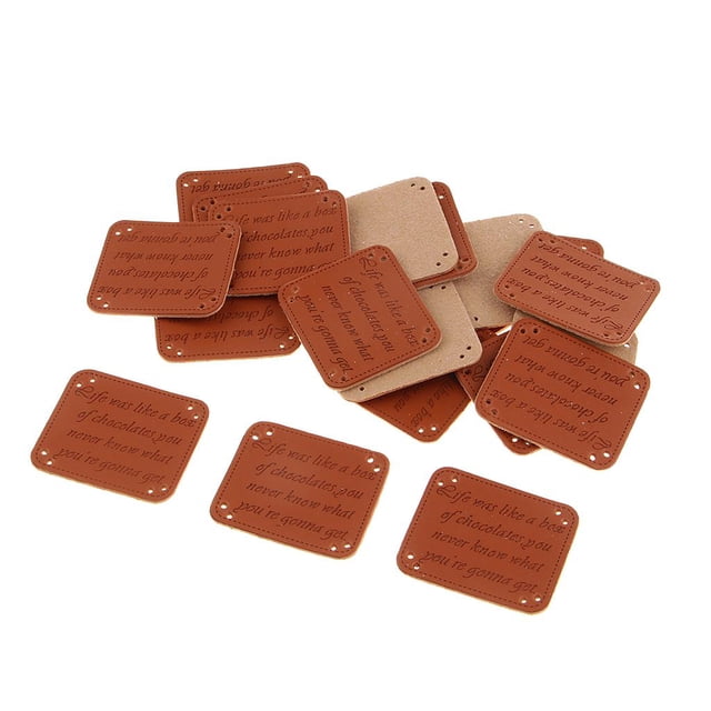20 piezas etiquetas de cuero PU etiquetas para coser ropa parches manualidades DIY-rosa pequeña Carta Hugo Etiquetas de PU hechas a mano