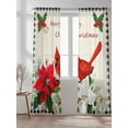 thumbnail image 2 of Merry Christmas Sheer Curtains 108 Inch Long 2 Panels, Poinsettia Cardinal Berry Linen Black Plaid Light Filtering Rod Pocket Semi Sheer Curtains, Sheer Voile Drapes for Living Room Bedroom, 52"x108", 2 of 5