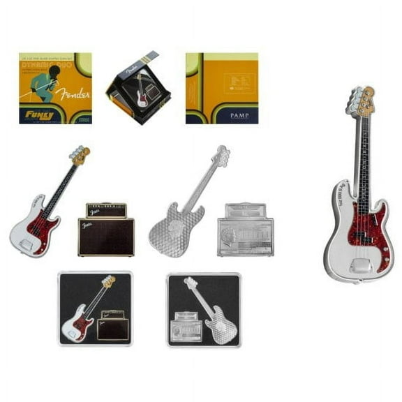 2023 Pamp Fender Dynamic Duo Precision Bass & Bassman Amp 2-Coin 1 oz Silver Set