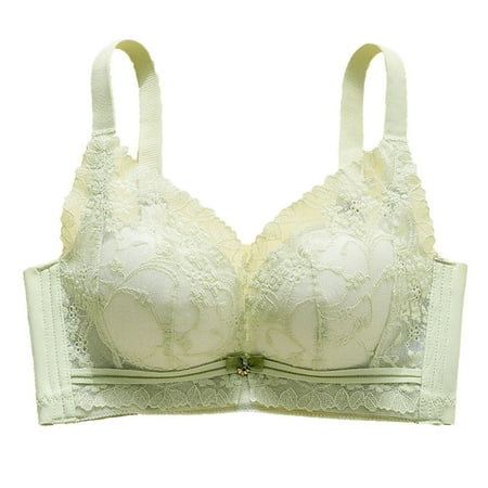 SMihono Breathable Bras for Women No Underwire Push Up Bras Comfortable Soft Minimizer Bra Plunge Bralettes for Mom Green M