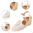 thumbnail image 3 of Rokment Boho Braided Sunflower Espadrilles Wedges Dress Sandals for Women Beach Summer Vacation Casual Crochet Closed Toe Platform High Heels White Size6, 3 of 5