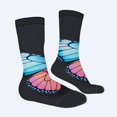 thumbnail image 2 of Unisex Trendy Socks - 2 Pairs with Vibrant Butterfly Design in Pink Blue & Orange - Perfect for All Seasons, 2 of 5