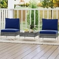 thumbnail image 4 of Spaco 3 Pieces PE Rattan Conversation Chairs, Patio Conversation Set with Tempered Glass Coffee Table for Patio, Garden, Backyard, Navy, 4 of 13