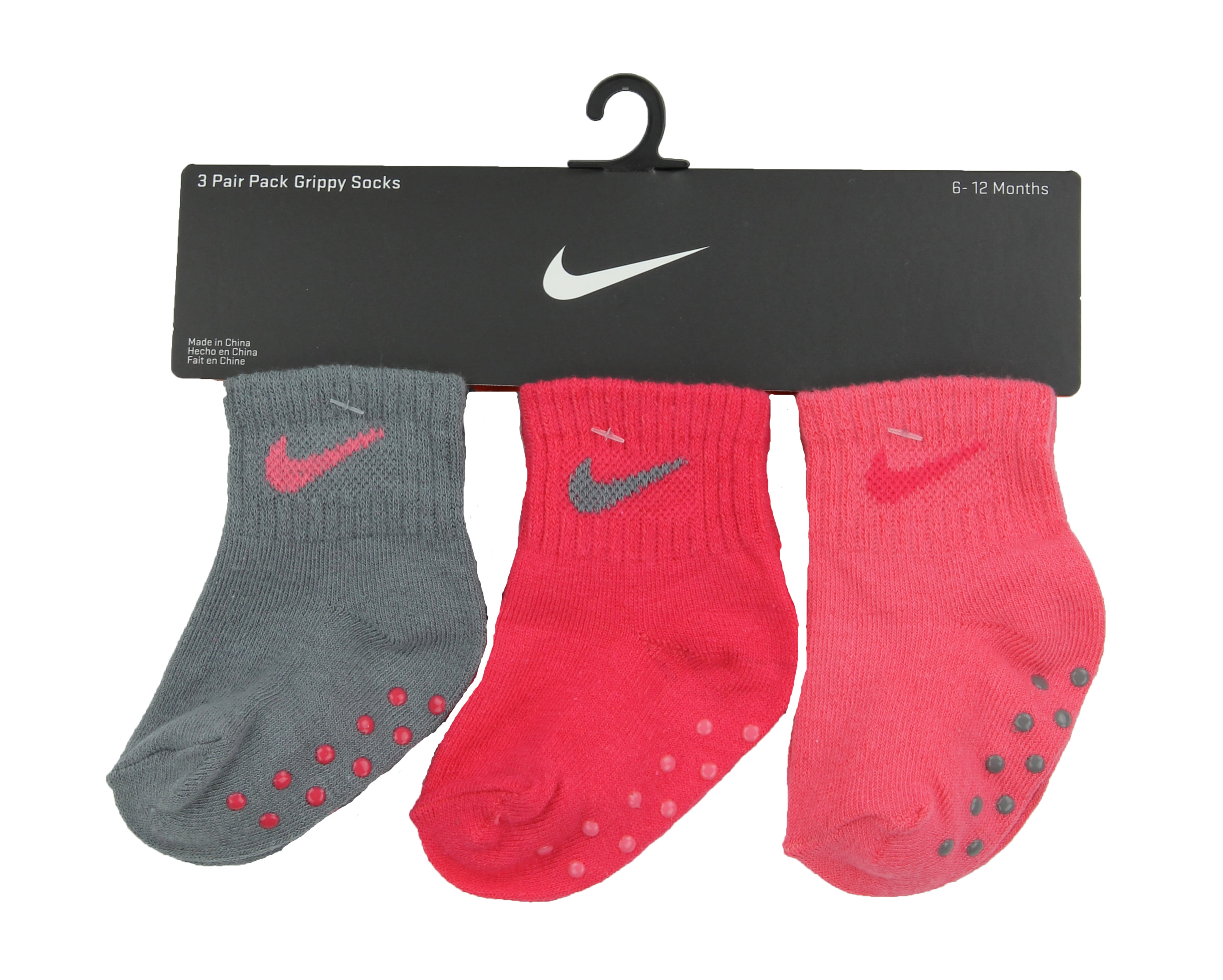 Nike Toddler 3 Pack Gripper Socks (Tropical Pink (A6D), 6-12 Months ...
