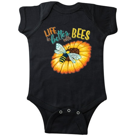 

Inktastic Life Is Better With Bees- bee on flower Gift Baby Boy or Baby Girl Bodysuit