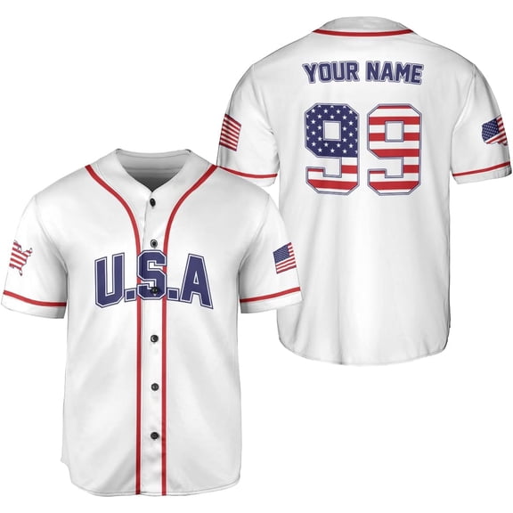 Personalized America Baseball Jersey Shirt, USA Flag Jersey, American Jersey for Men and Women American (S)