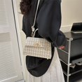 thumbnail image 3 of Bolso clásico a cuadros para mujer, Bolso de hombro de lana, Bolso cuadrado, Bolso de mano (blanco), 3 of 4