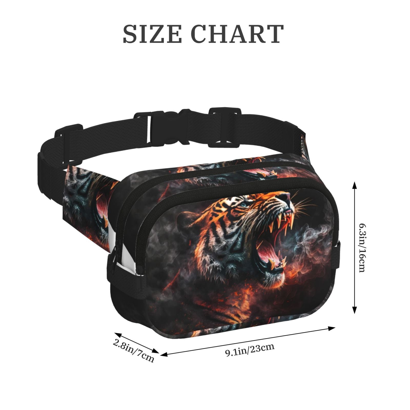 Hirioo Cool Tiger for Double Layer Waist Bag Adjustable Fanny Pack For Travel Running Hiking