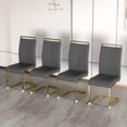thumbnail image 3 of SUDICA Set of 4 Gray Faux Leather Dining Chairs, High Back Design with Gold Metal Legs for Dining Room, 3 of 11