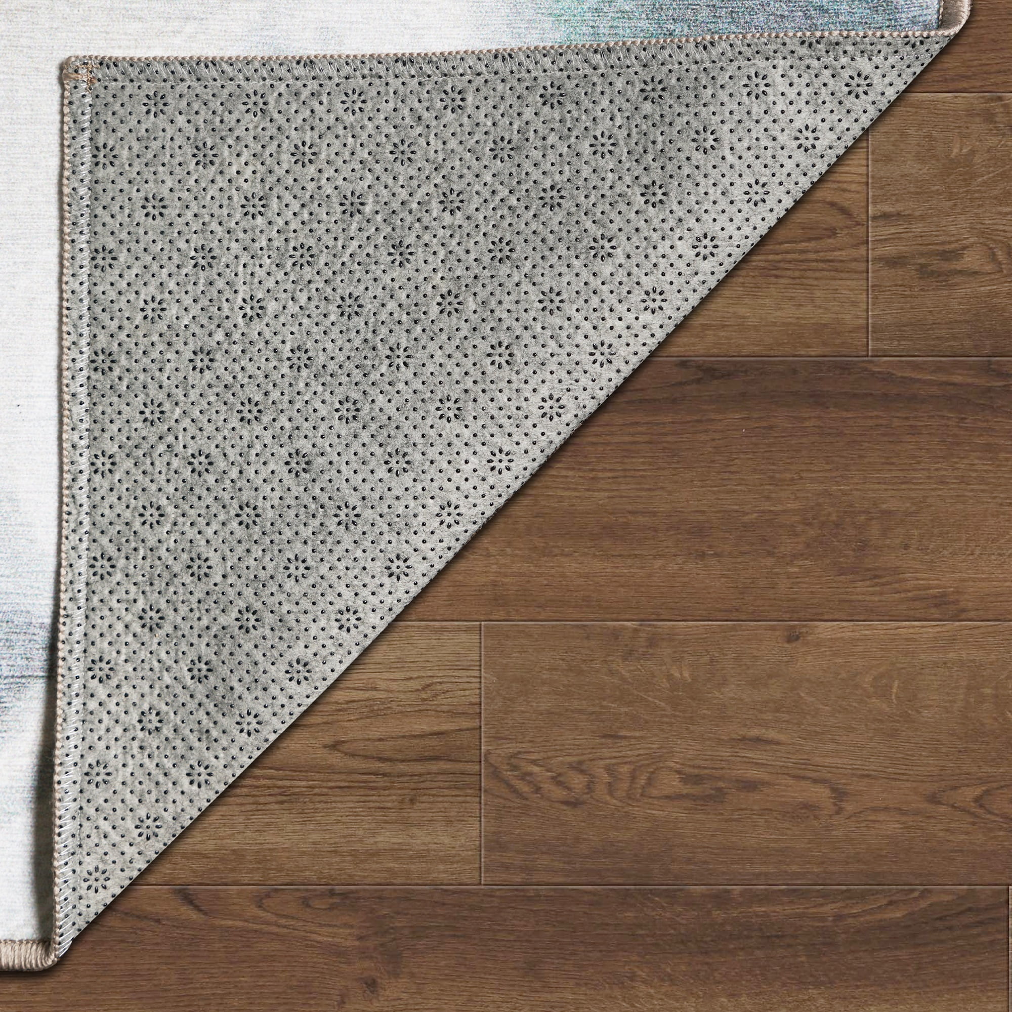 My Magic Carpet 2.5'x10' Machine Washable Kitchen Hallway Runner Rug - Sasha Floral Cream Blue