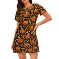 thumbnail image 1 of Easygdp Quirky Corn Pumpkin Camisón de manga corta para mujer, informal, estampado, 1 of 6