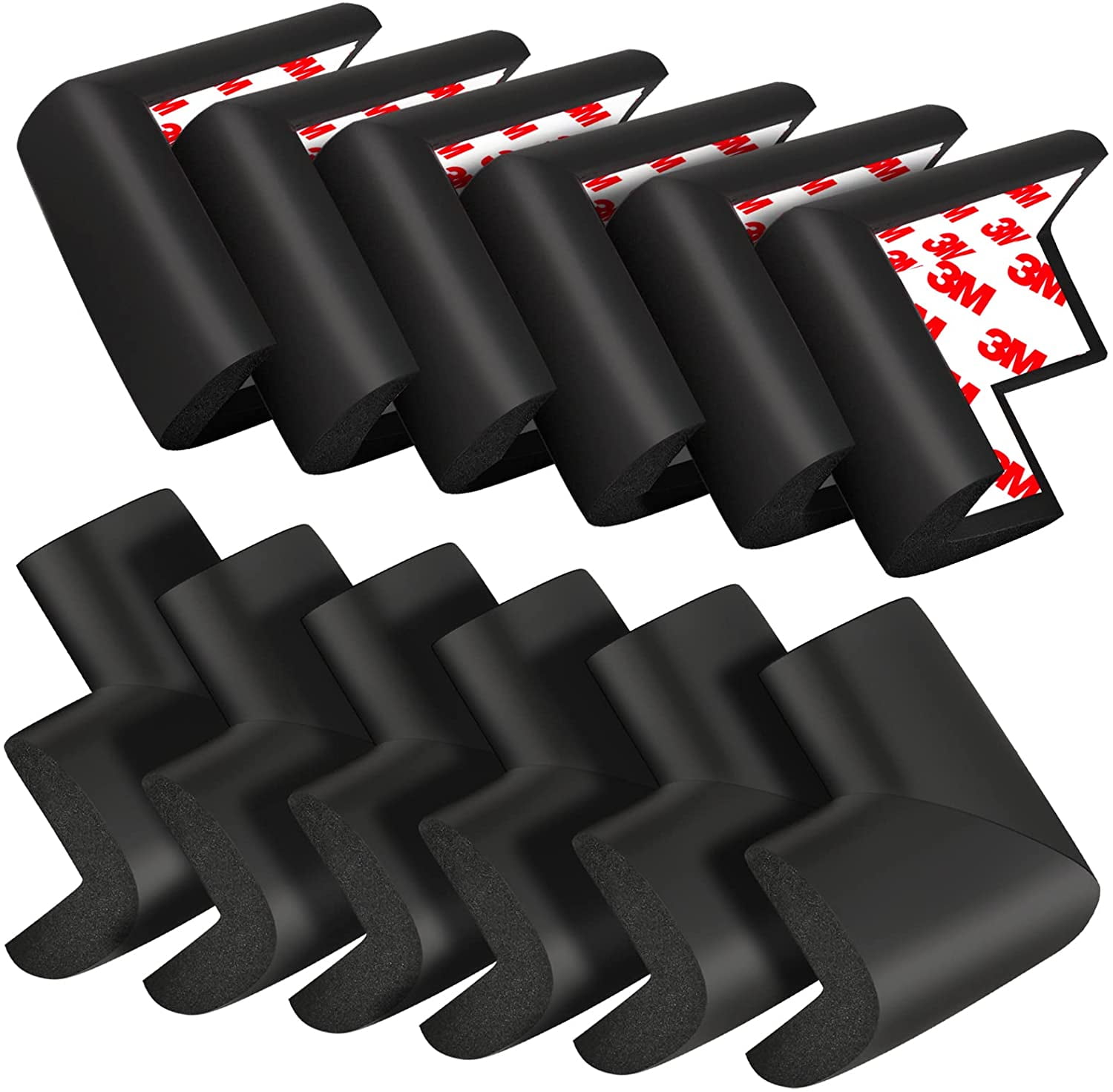 12 Pack Corner Protector Baby Proofing Edge and Corner Guards, Safety Pre-Taped Furniture Bumper for Table(Black)
