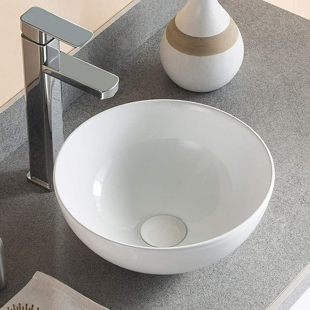 DeerValley DV1V061 White Round Bowl Bathroom Vessel Sink Modern Above
