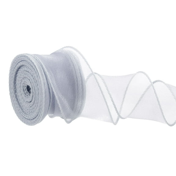 Iridescent Organza Ribbon 1-1/2 Inch x 10 Yard, Sheer Wired Shimmer Chiffon Ribbons, Purple