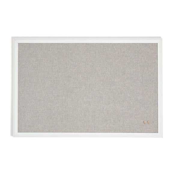 U Brands Farmhouse White Frame Linen Bulletin Board, 20x30