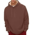 thumbnail image 3 of guisaled Hoodies for Men Heavyweight Fuzzy Fleece Lined Warm Hooded Sweatshirts Winter Thicken Shaggy Solid Pullovers Tops Savings, 3 of 7