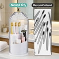 thumbnail image 5 of Toothbrush Holders with Sliding Lid, Rotating 3 Slots Bathroom Organizer Countertop, Tooth Brush Toothpaste Holder Bathroom Counter Stand Sink Organizer Caddy for Vanity Makeup Brushes Holder, 5 of 7