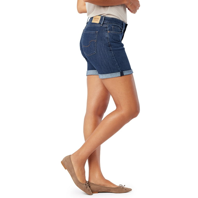 Levi Strauss Signature Women s and Women s Plus Size Mid Rise 5 Cuffed Shorts Sizes 2 28 Walmart