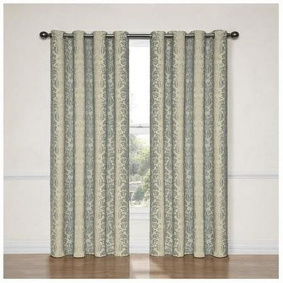 Eclipse Nadya Floral Room Darkening Grommet Top Single Window Curtain Panel, Smokey Blue, 52 x 63