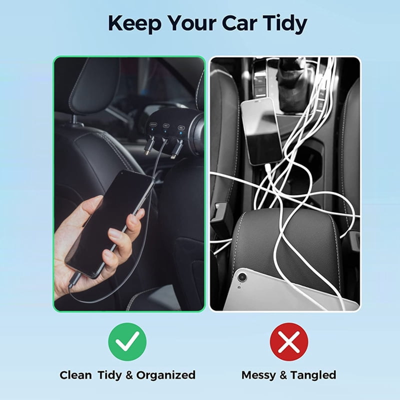 3 in 1 Backseat Car Charging Station Box,  for Lyft Uber Driver and Passengers for Chargers