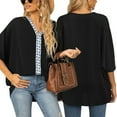 thumbnail image 2 of Women's V Neck Chiffon Blouses Batwing Short Sleeve Boho Embroidered Summer Casual Oversized Tops Shirts, 2 of 8