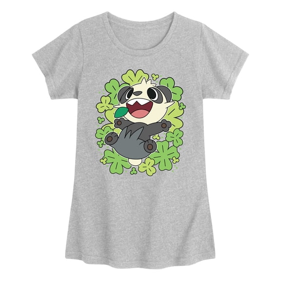 Pokémon - Pancham Shamrocks Collage - Youth Girls Fitted Short Sleeve T-Shirt