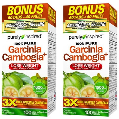 (2 Pack) Purely Inspired Garcinia Cambogia Non Stimulant Weight Loss Pills Bonus Pack, Veggie Tablets, 100 (Best Garcinia Cambogia For Weight Loss)