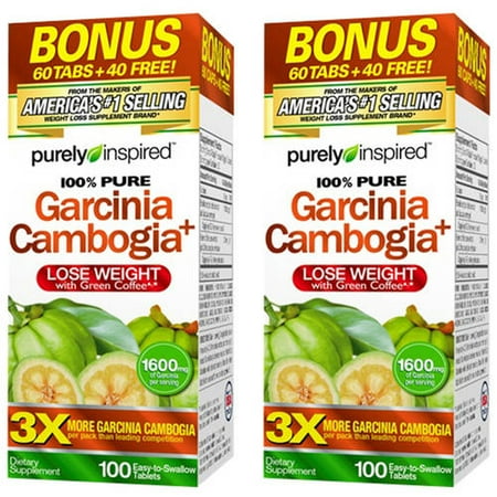 (2 Pack) Purely Inspired Garcinia Cambogia Non Stimulant Weight Loss Pills Bonus Pack, Veggie Tablets, 100 (Best Brand Of Pure Garcinia Cambogia)