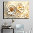thumbnail image 4 of Mudket Cream White Flowers with Gold Branches Canvas Wall Art, Framed Floral Print, Ready to Hang Wall Decor for Living Room Bedroom, Luxury Artwork - 12"L x 8"W, 4 of 10