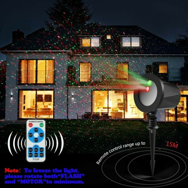 Waterproof Projector Lights LED Night Light Landscape Spotlight Romantic Red and Green Star Show with Remote Decorative for Bedroom Outdoor Garden Patio Wall Holiday Party