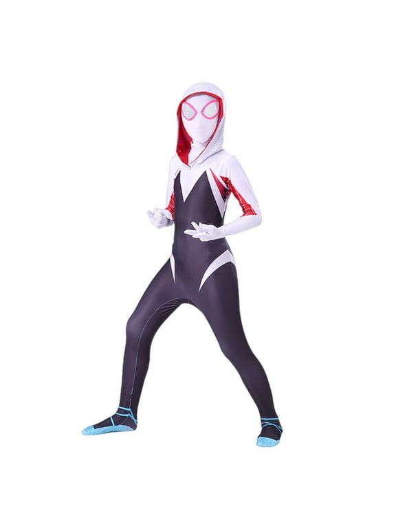 Superhero Full Body Jumpsuit Costume Stretch Bodysuit with Mask for Halloween & Costume Parties