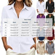 Fewfanhot Womens Clothes Button Down Long Sleeve Blouses Casual Tops Work Outfits Dress Shirts