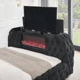 thumbnail image 2 of Exquisite Queen Bed: Black Velvet, Deep Tufting & Integrated TV Lift, 2 of 7