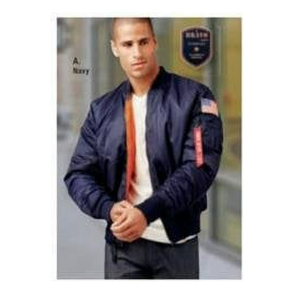 Burks Bay NY607-3L Mens MA-1 Nylon Flight Jacket - Large