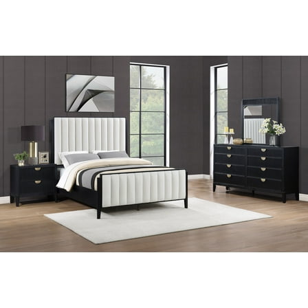 Brookmead 4-piece Upholstered Cal King Bedroom Set Black