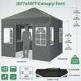 thumbnail image 4 of Hoteel Canopy 10x10 Pop Up Canopy Tent 1-Button Push Easy up Outdoor Canopy Instant Portable Commercial Shelter Waterproof UPF50+ Gazebo with Reflective Strip, Air Vent & 4 Sandbags, Gray, 4 of 8