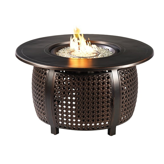 Aluminum 44-in Round Propane Fire Table with Beads, Covers and Lid