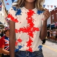 thumbnail image 2 of Womens Business Tops Graphic Print Short Sleeve Round Neck Rugby Shirt for Women,Beige,L, 2 of 4