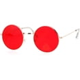 thumbnail image 2 of SA106 Retro Vintage Flat Color Circle Round Lens Sunglasses Gold / Red, 2 of 4