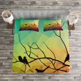 thumbnail image 3 of Ambesonne Modern Quilted Bedspread Set 3 Pcs, Abstract Bird and Branch, Queen Size, Multicolor, 3 of 3