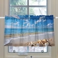 thumbnail image 4 of Ryvnso Starfish Conch on Beach Half Curtains Sets Tier 2 Panels Short Curtain Rod Pocket 27"W x 36"L, 4 of 7
