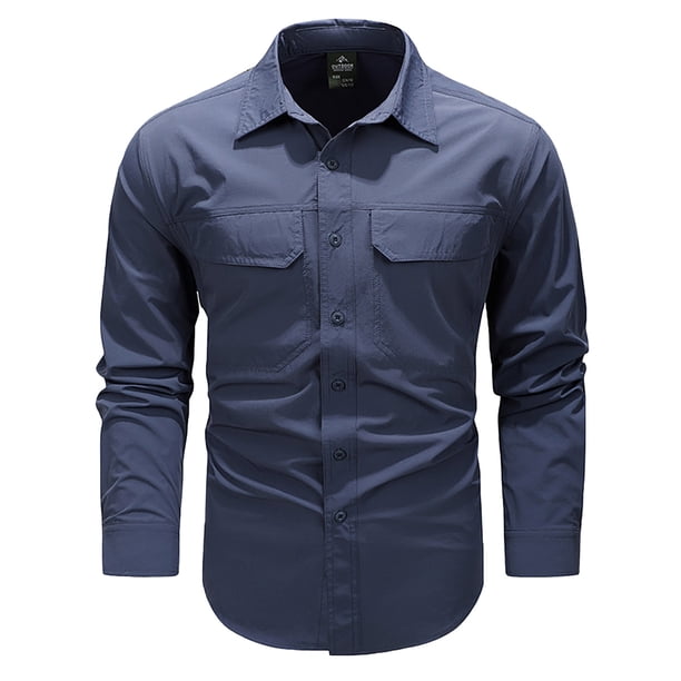 Camisa de manga larga para hombre con ventilación trasera, chaqueta para exteriores - Nailon/Spandex (M-XXXXL)
