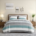 thumbnail image 7 of Regency Heights 5 Piece Stripe Comforter Set, Twin Size Bed in a Bag Bedding Set for Dorm Room, Comforter Bed Set with Flat Sheet and Fitted Sheet, Aqua/Grey, 7 of 7