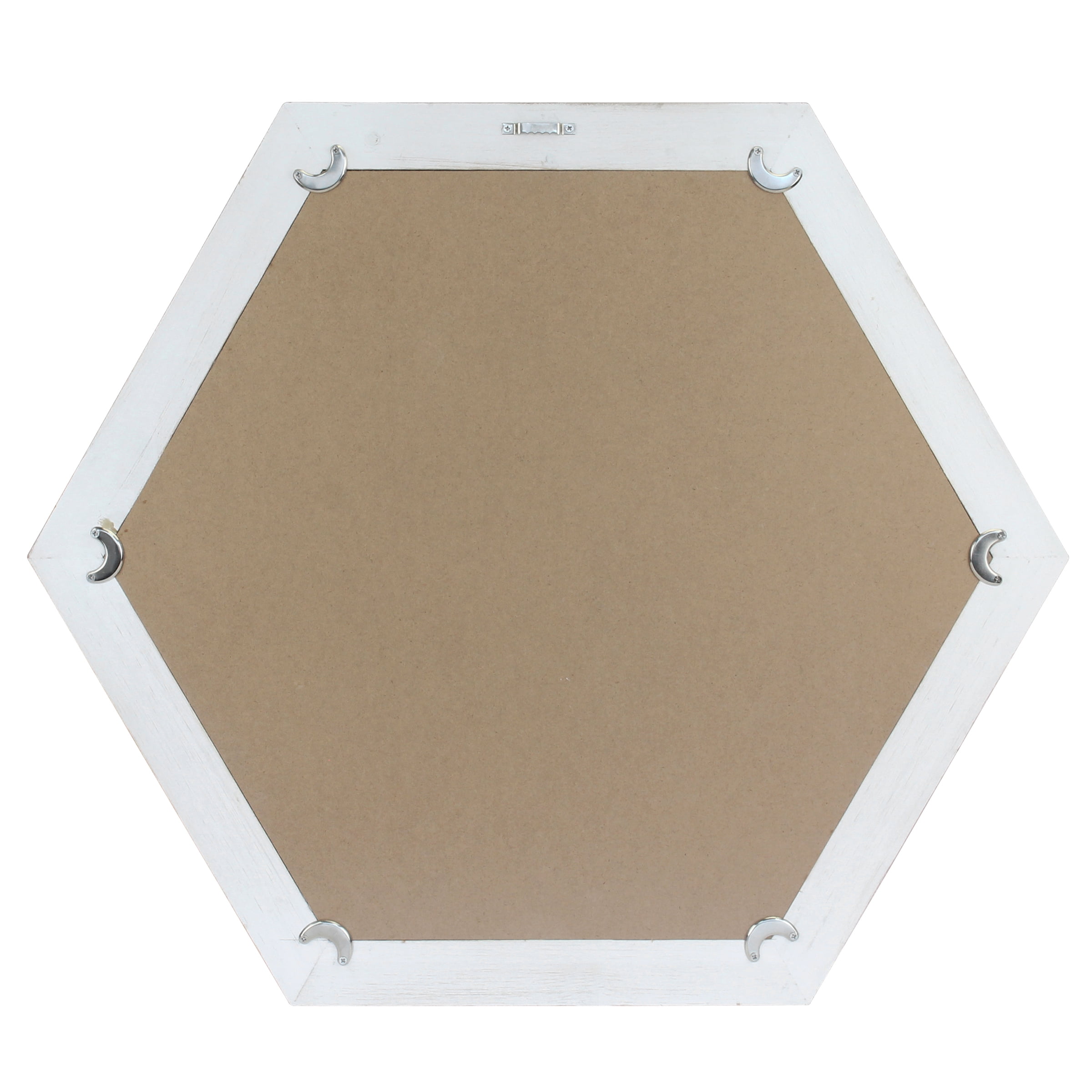 Stonebriar 23.8" x 20.6" Off-White Country Rustic Wood Hexagon Wall Mirror