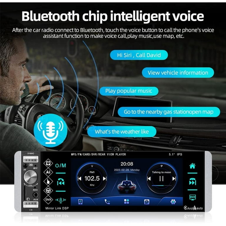 Radio 1 Din MP5 player with touch screen, Android auto and Apple